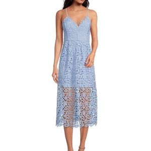 ASTR the Label Lace A-Line Sleeveless V-Neck Midi Dress Periwinkle S